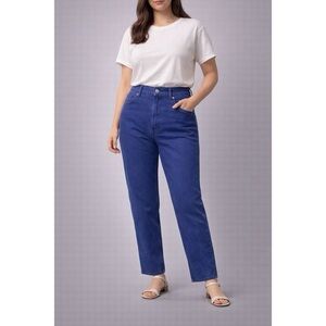 EVERLANE The Way High Jean Straight Leg Blue Organic Cotton Size: 25 TALL, NWT